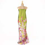 Bedruckter Satin in Rosa-Limette - Ribes y Casals