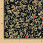 Weihnachtsblumen Baumwolle Popeline Schwarz - Ribes y Casals