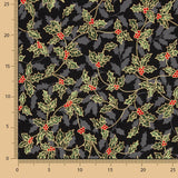 Weihnachtsblumen Baumwolle Popeline Schwarz - Ribes y Casals