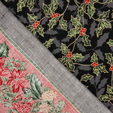 Weihnachtsblumen Baumwolle Popeline Schwarz - Ribes y Casals