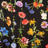 Satin Multi Flower Print Schwarz - Ribes y Casals