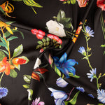 Satin Multi Flower Print Schwarz - Ribes y Casals