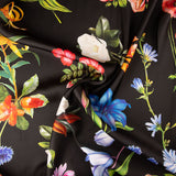 Satin Multi Flower Print Schwarz - Ribes y Casals