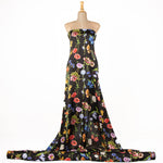 Satin Multi Flower Print Schwarz - Ribes y Casals