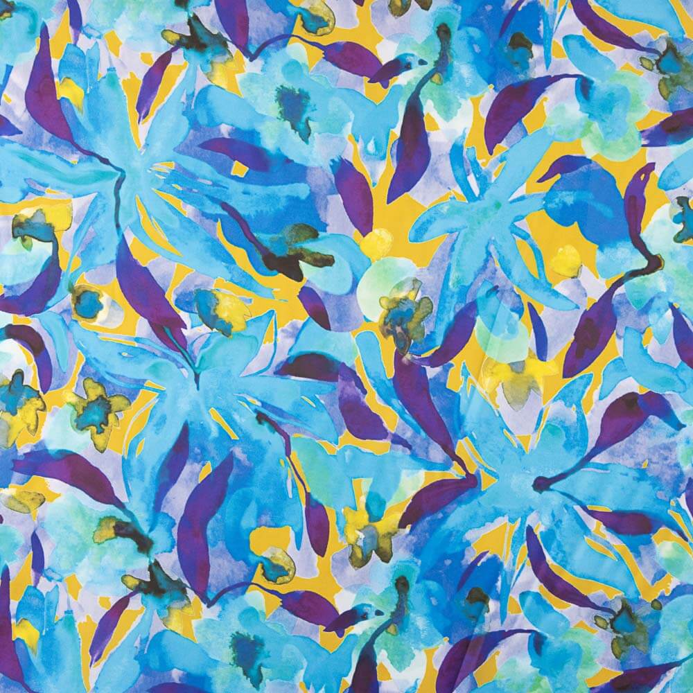 Satin Print Aquarell Blau - Ribes y Casals