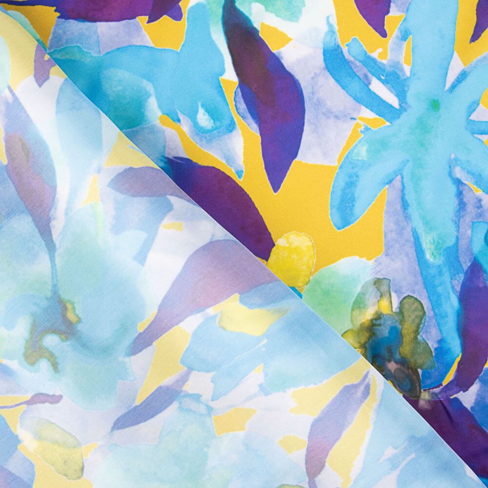 Satin Print Aquarell Blau - Ribes y Casals
