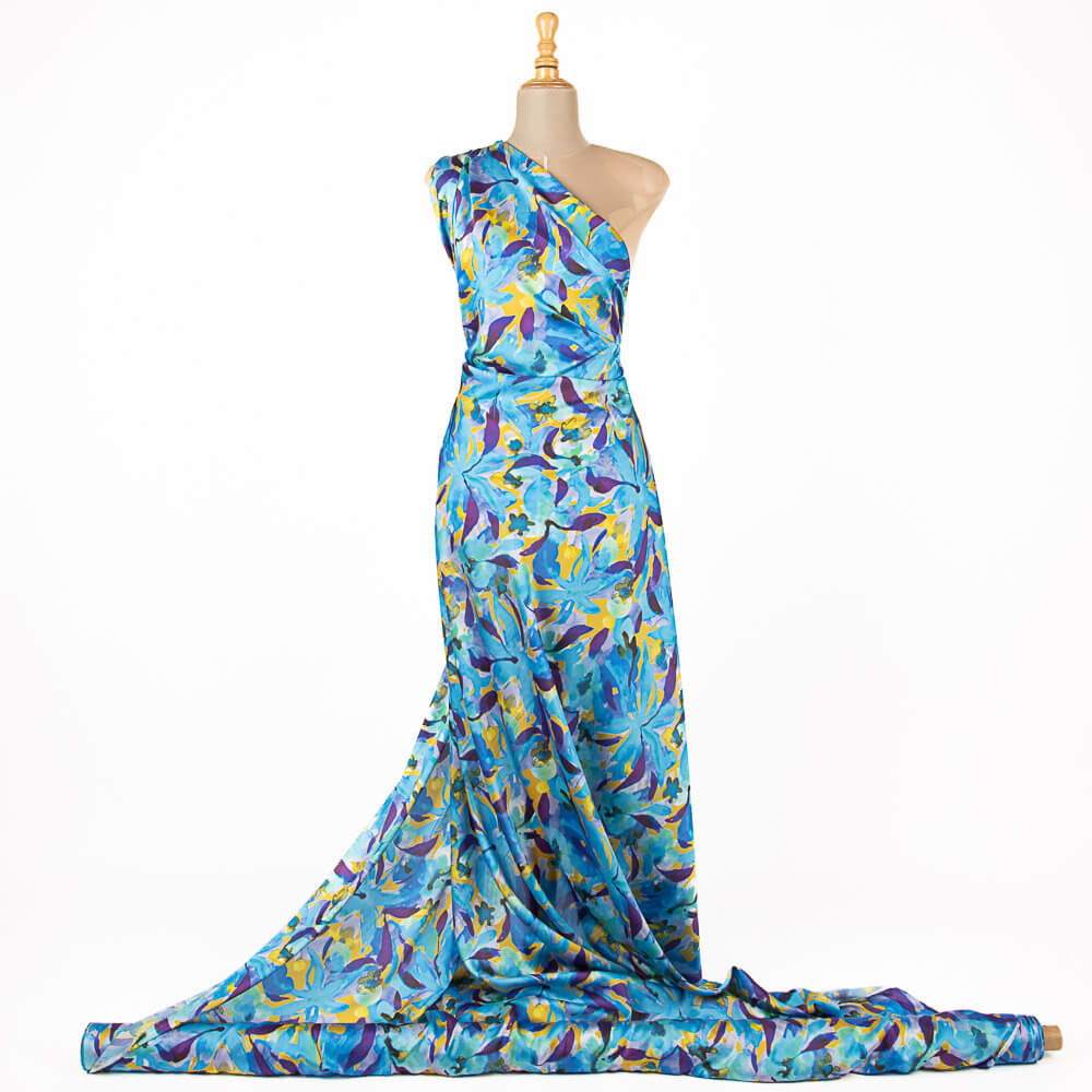 Satin Print Aquarell Blau - Ribes y Casals