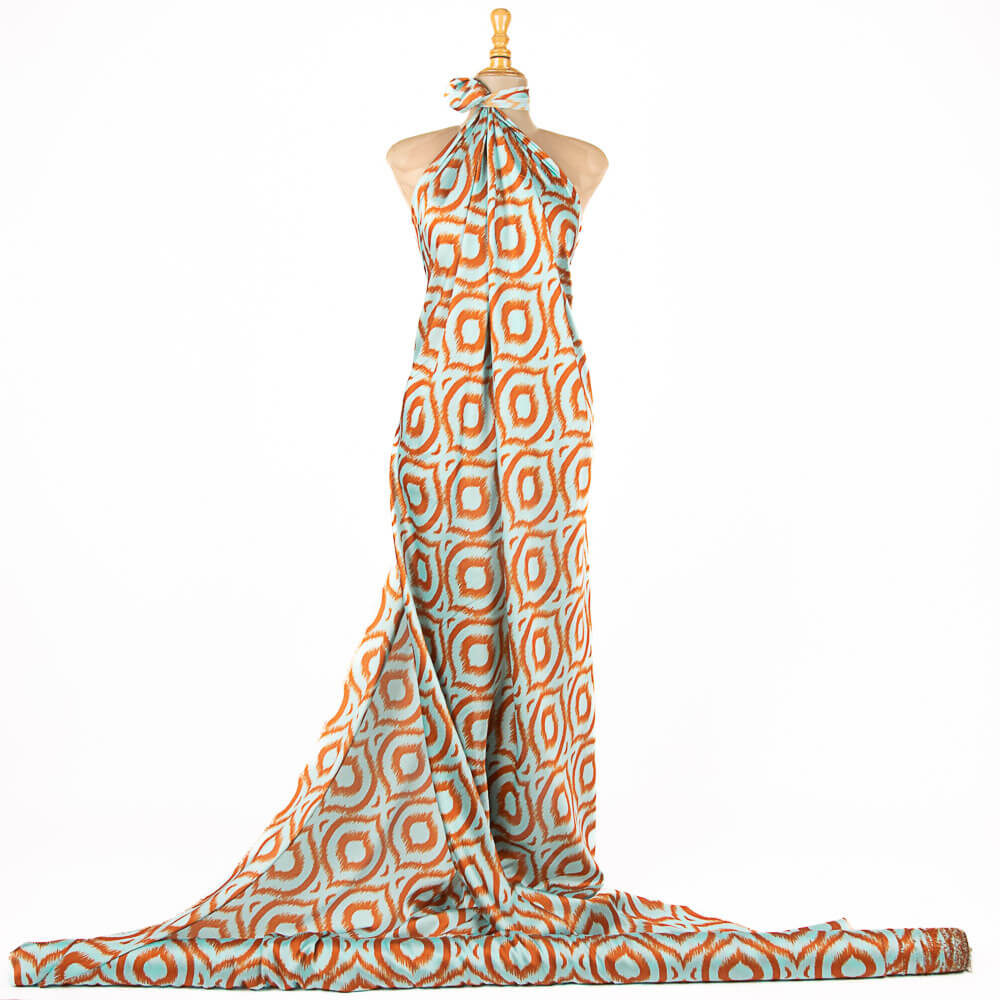 Satin bedrucktes Karo Geo Orange - Ribes y Casals