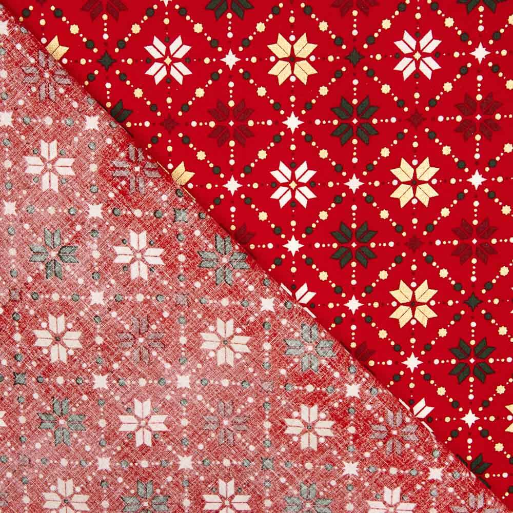 Weihnachten Popeline Stern Geo Rot - Ribes y Casals