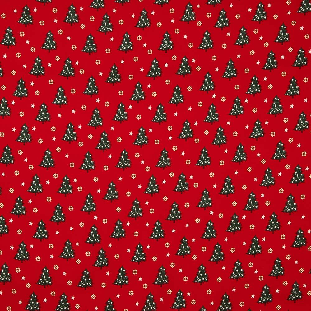 Popeline Baumwolle Popeline Weihnachtsbaum Rot - Ribes y Casals
