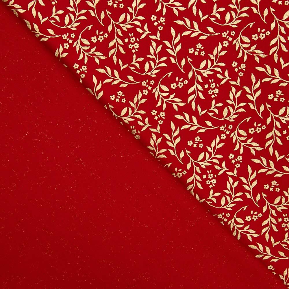 Weihnachtspopeline Goldene Zweige Rot - Ribes y Casals