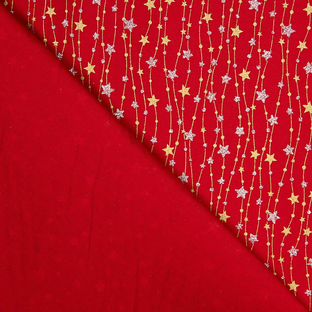 Rote Glitzer-Weihnachts-Popeline 120 x 140 cm - Ribes y Casals