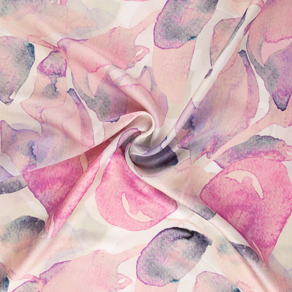 Rosa Aquarell bedruckter Satin - Ribes y Casals