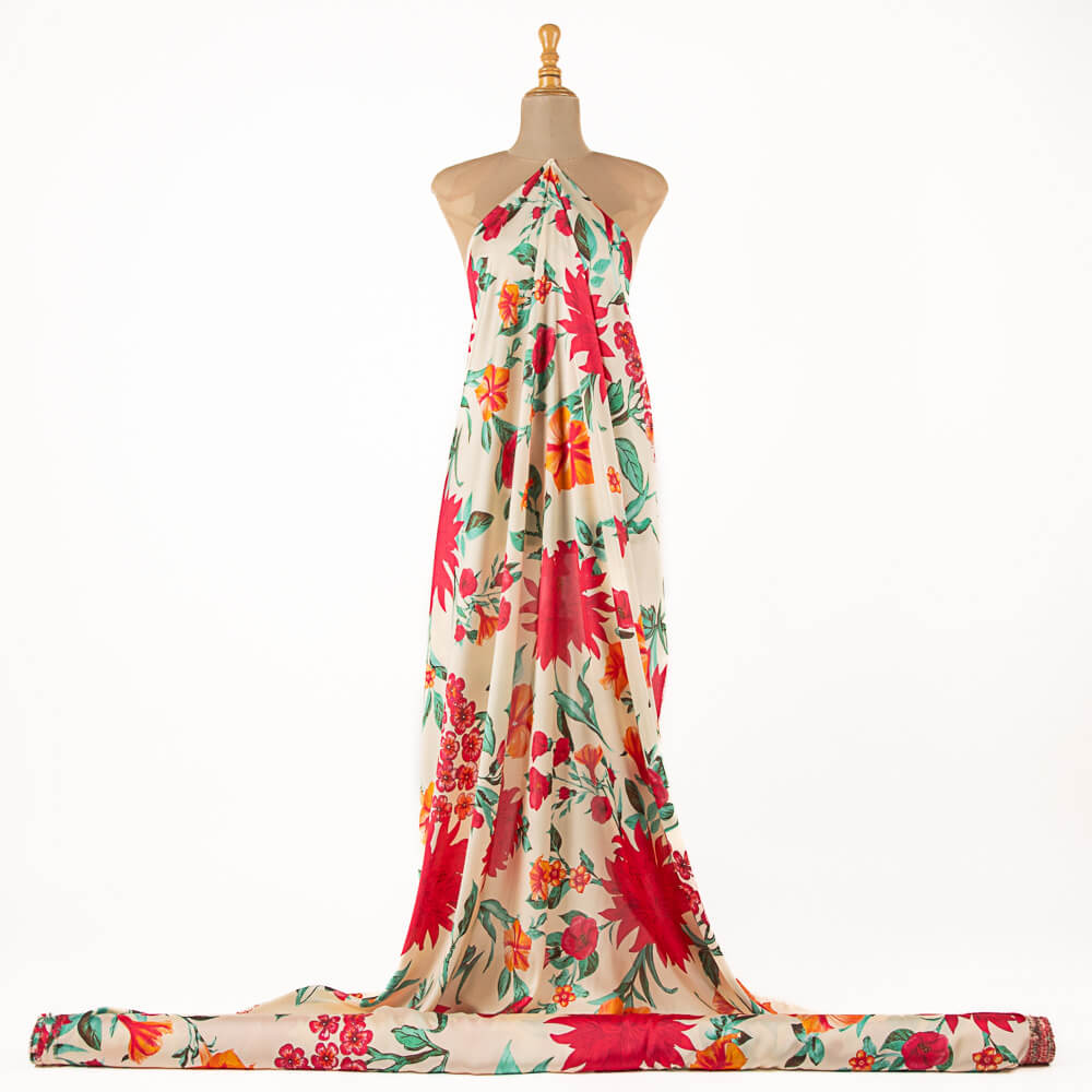 Bedruckter Satin Frühling Buttermilch - Ribes y Casals