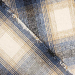 Blau, Ecru und Beige kariertes Mufflon 85 x 150 cm - Ribes y Casals
