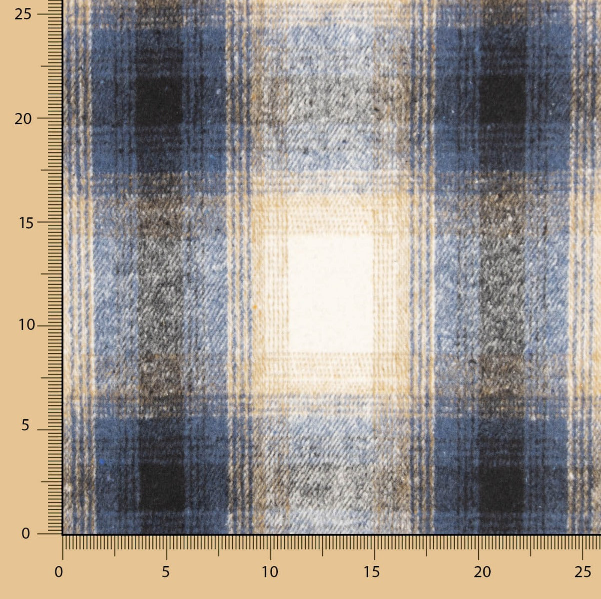 Blau, Ecru und Beige kariertes Mufflon 85 x 150 cm - Ribes y Casals