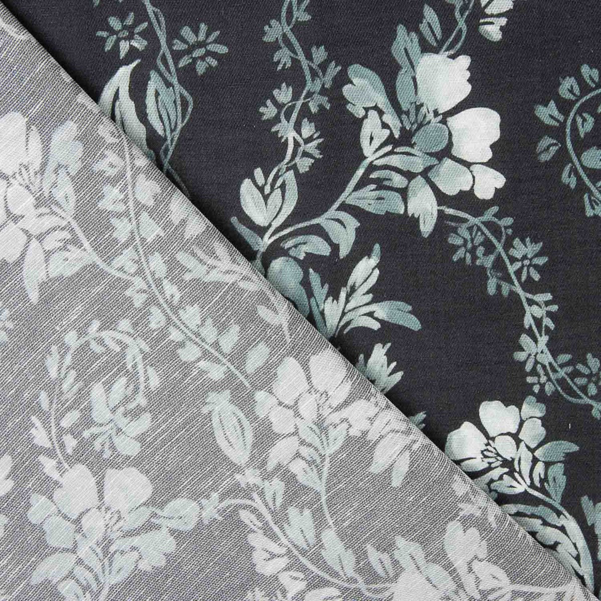 Twill Soft Viskose Leinen Leinen Blumen Navy - Ribes y Casals