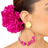 Fuchsia Blumen Goldene Flamingo-Ohrringe - Ribes y Casals