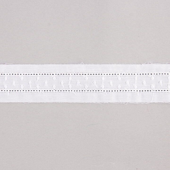 Weißer bestickter Batist-Streifen, Modell 11696 – 30 mm - Ribes y Casals