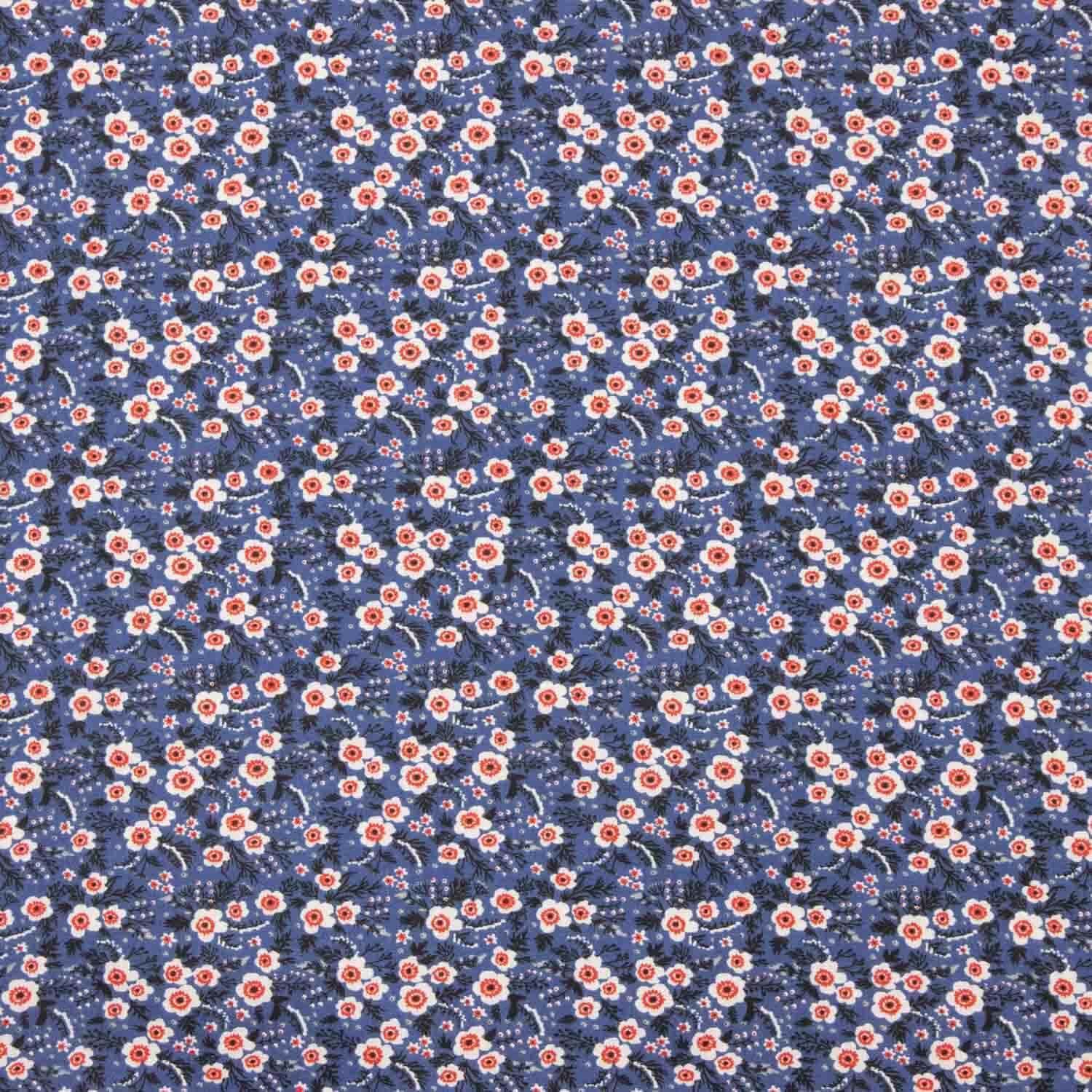 Perkal Baumwolle Baumwolle Blumendruck Blauer Hintergrund - Ribes y Casals