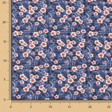 Reststück Perkal-Baumwolle mit Blumenmuster auf blauem Hintergrund – verschiedene Maße x Breite 140 cm - Ribes y Casals