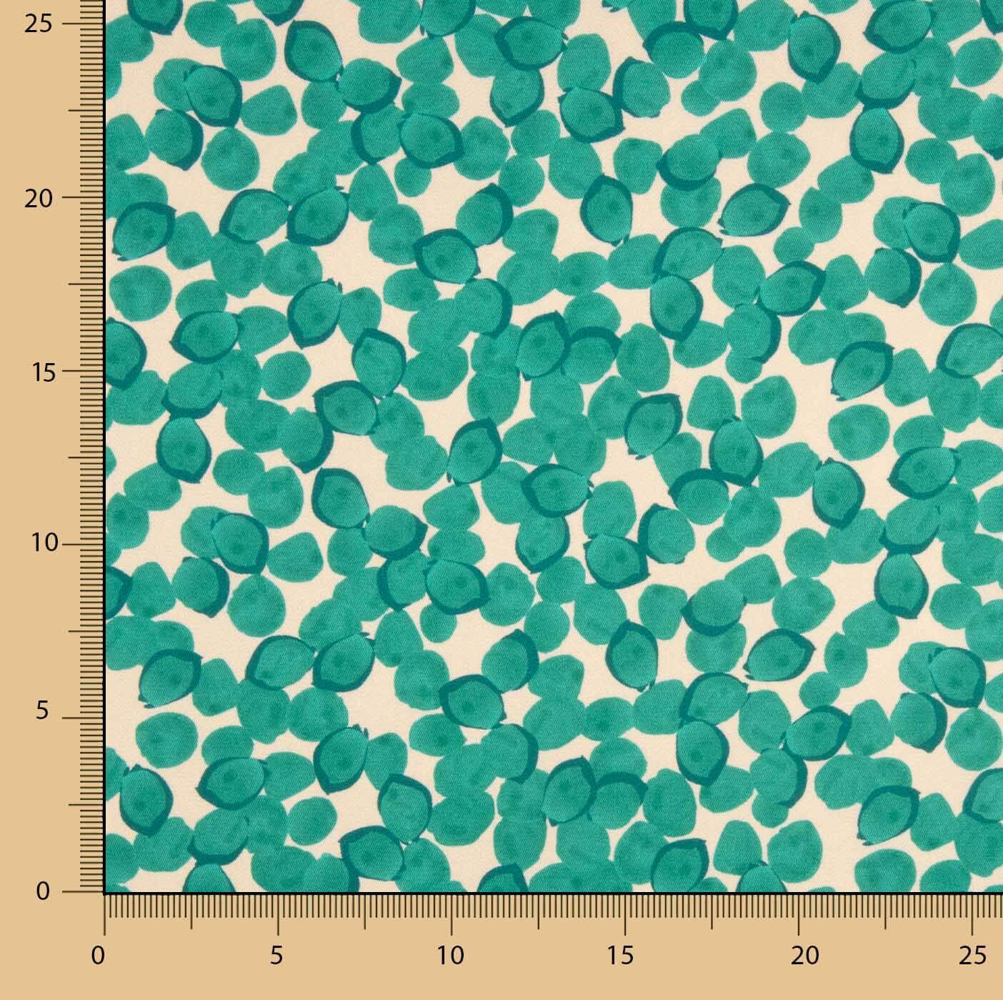 Satin aus Polyester mit Smaragd-Blattmuster - Ribes y Casals