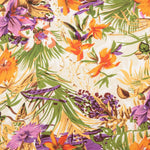Crêpe Light Tropical Orange Flieder Druck - Ribes y Casals