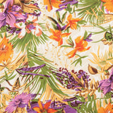 Crêpe Light Tropical Orange Flieder Druck - Ribes y Casals