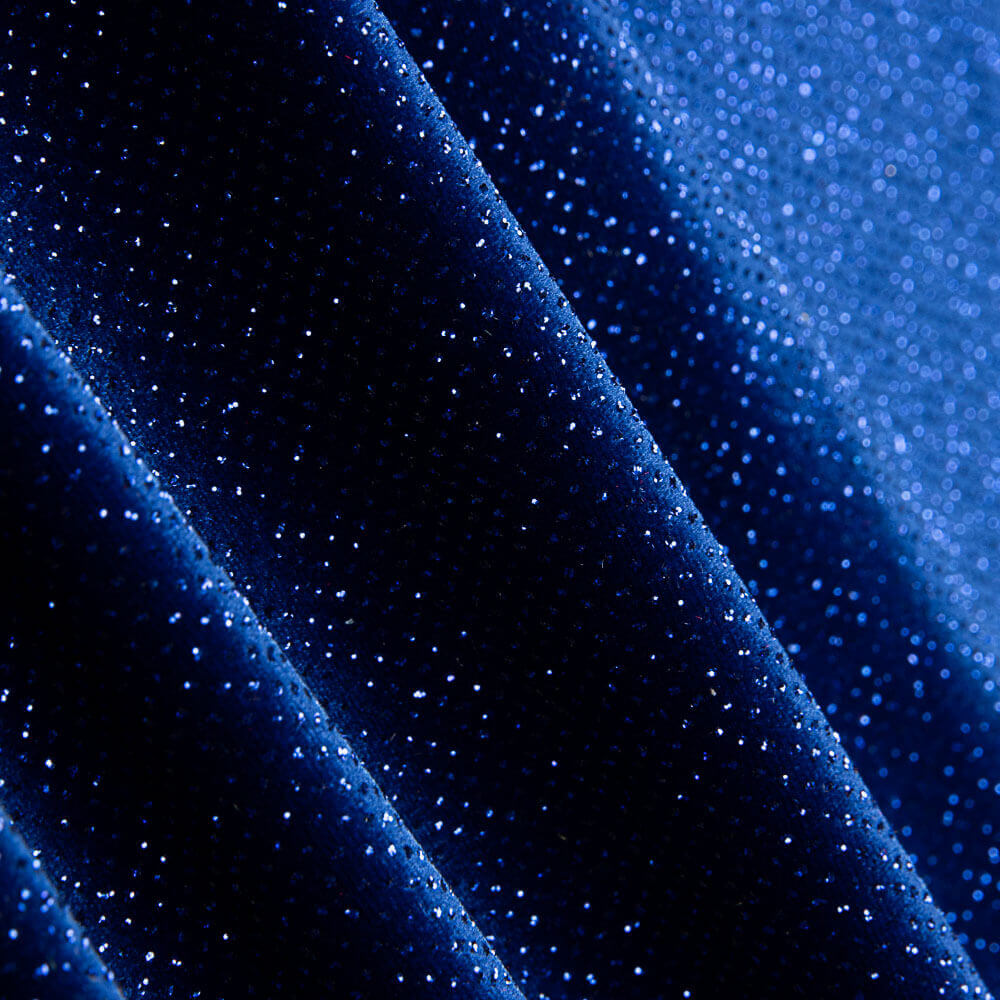 Blauer Glitzer-Stretch-Samt Glitzer Blau - Ribes y Casals