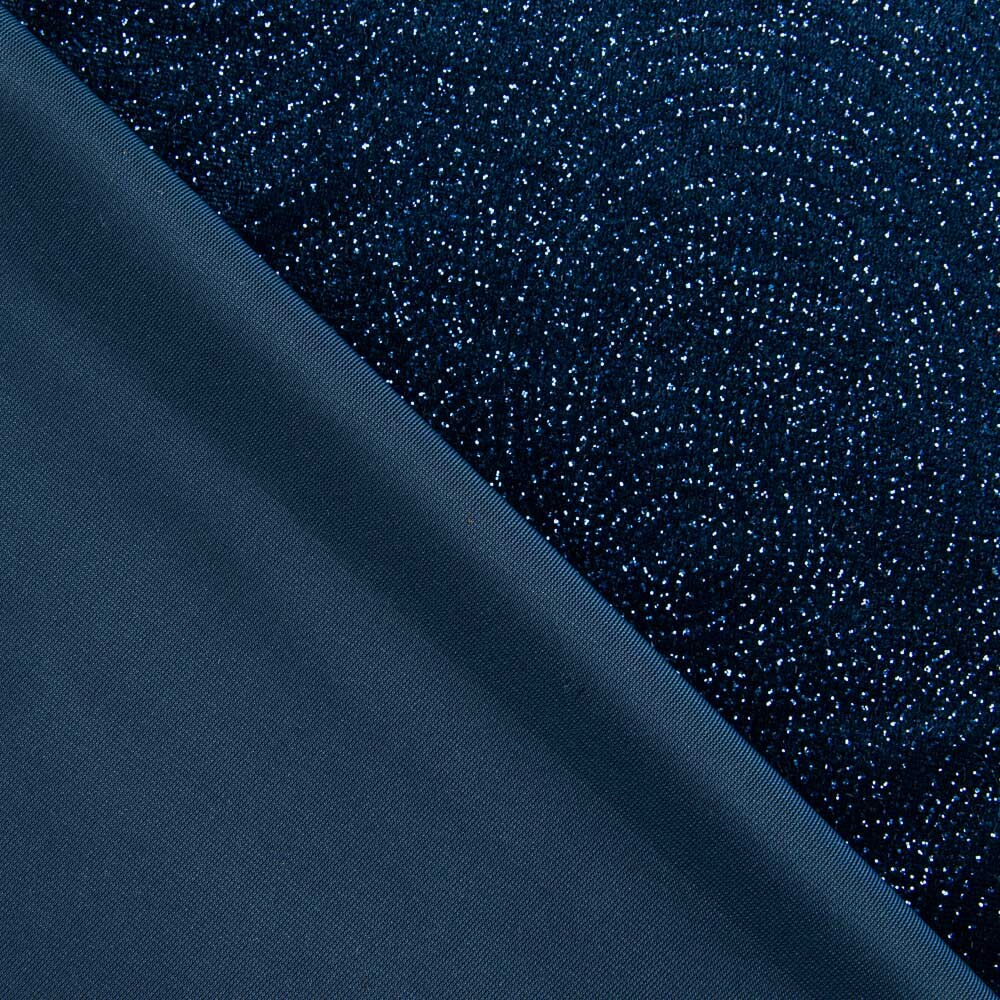 Stretch-Samt Glitter Geo Marine - Ribes y Casals