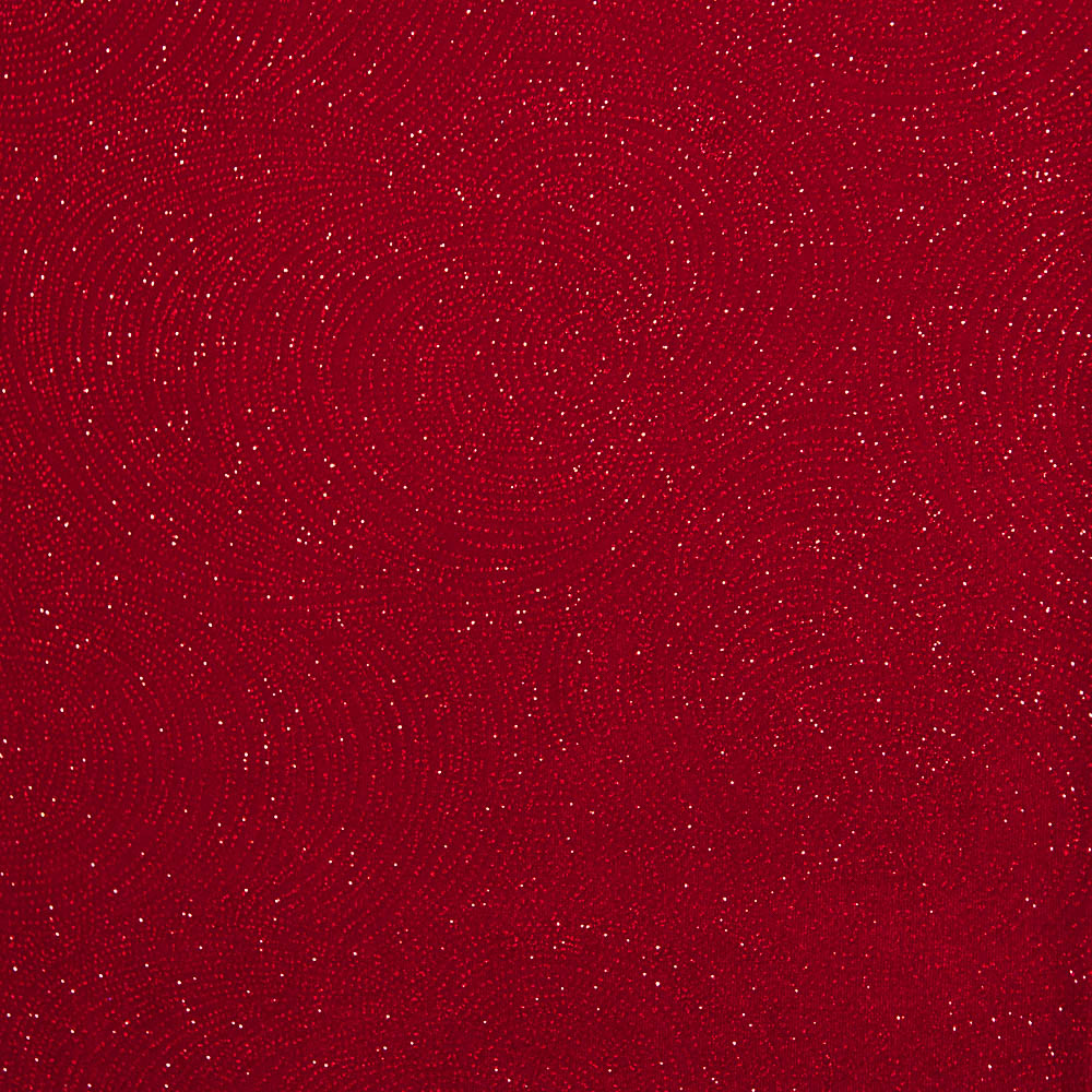 Reststück dehnbarer Samt Glitter Geo Rot – verschiedene Maße x Breite 140 cm - Ribes y Casals