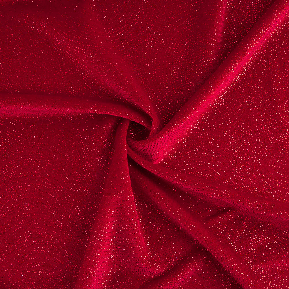 Reststück dehnbarer Samt Glitter Geo Rot – verschiedene Maße x Breite 140 cm - Ribes y Casals