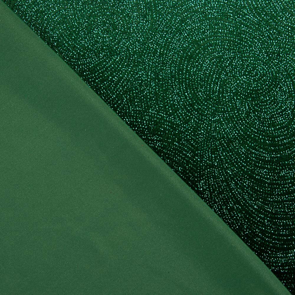 Stretch-Samt Glitter Geo Stretch-Velours Flaschengrün - Ribes y Casals