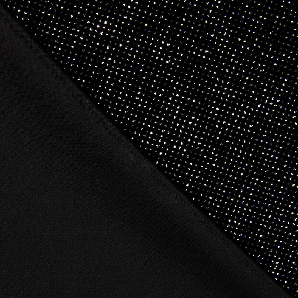 Stretch-Samt Glitzer Schwarz - Ribes y Casals