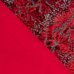 Lycra-Reststück mit Tierflockdruck, rot – verschiedene Maße x Breite 140 cm - Ribes y Casals