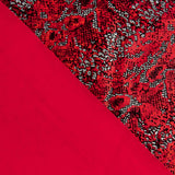 Lycra-Reststück mit Tierflockdruck, rot – verschiedene Maße x Breite 140 cm - Ribes y Casals