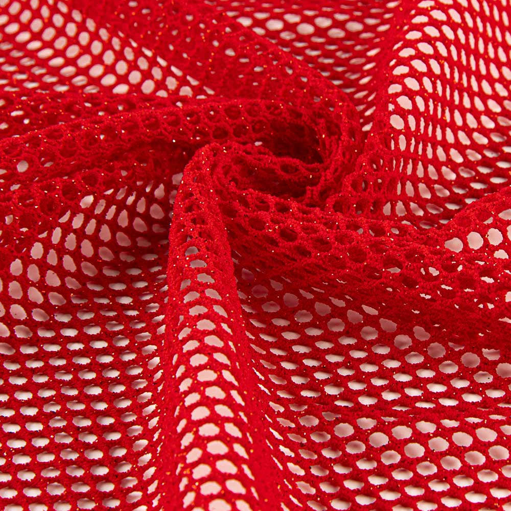 Rotes durchbrochenes Glitzer-Netzgewebe - Ribes y Casals