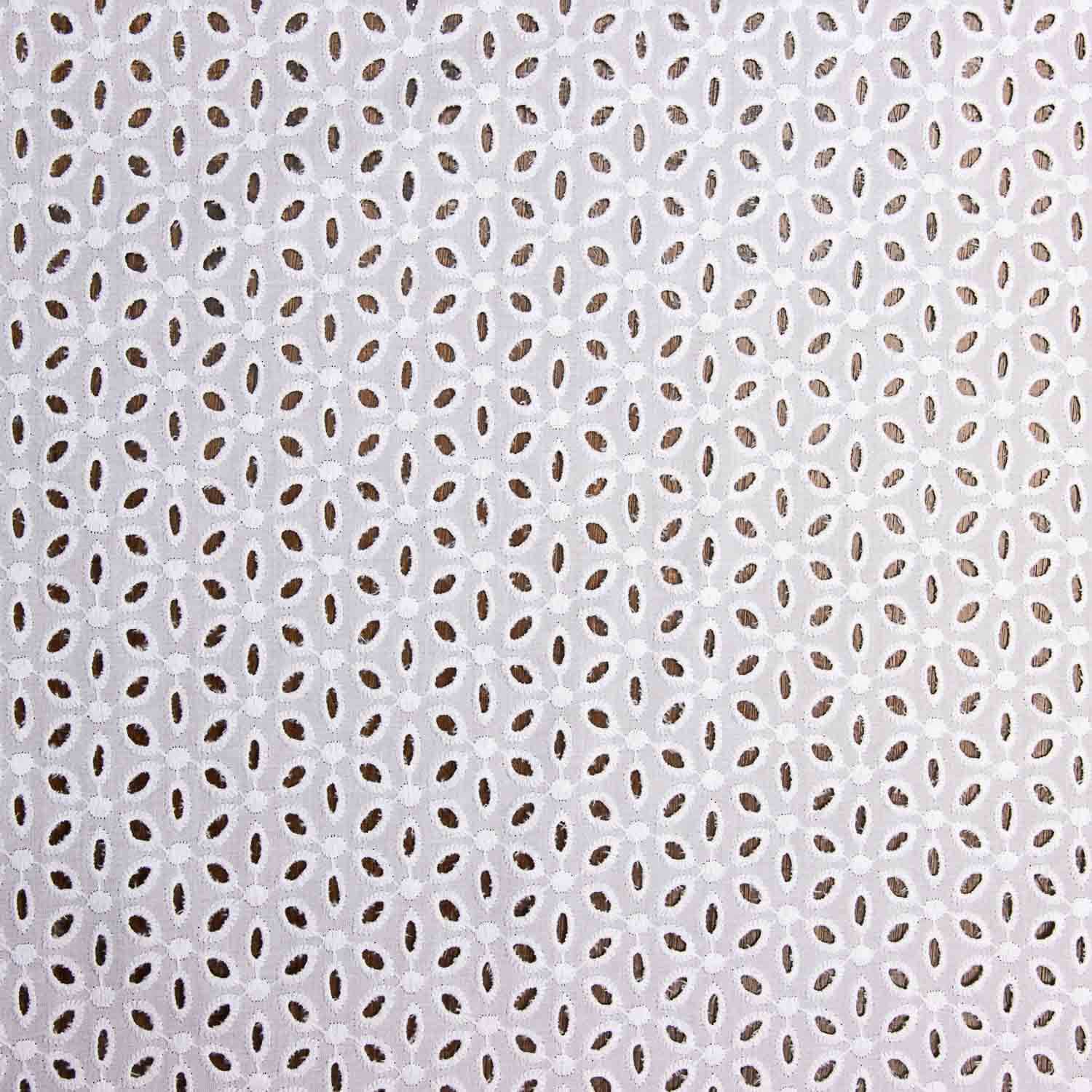 Swiss Embroidery White Petal Flower White Natural - Ribes y Casals
