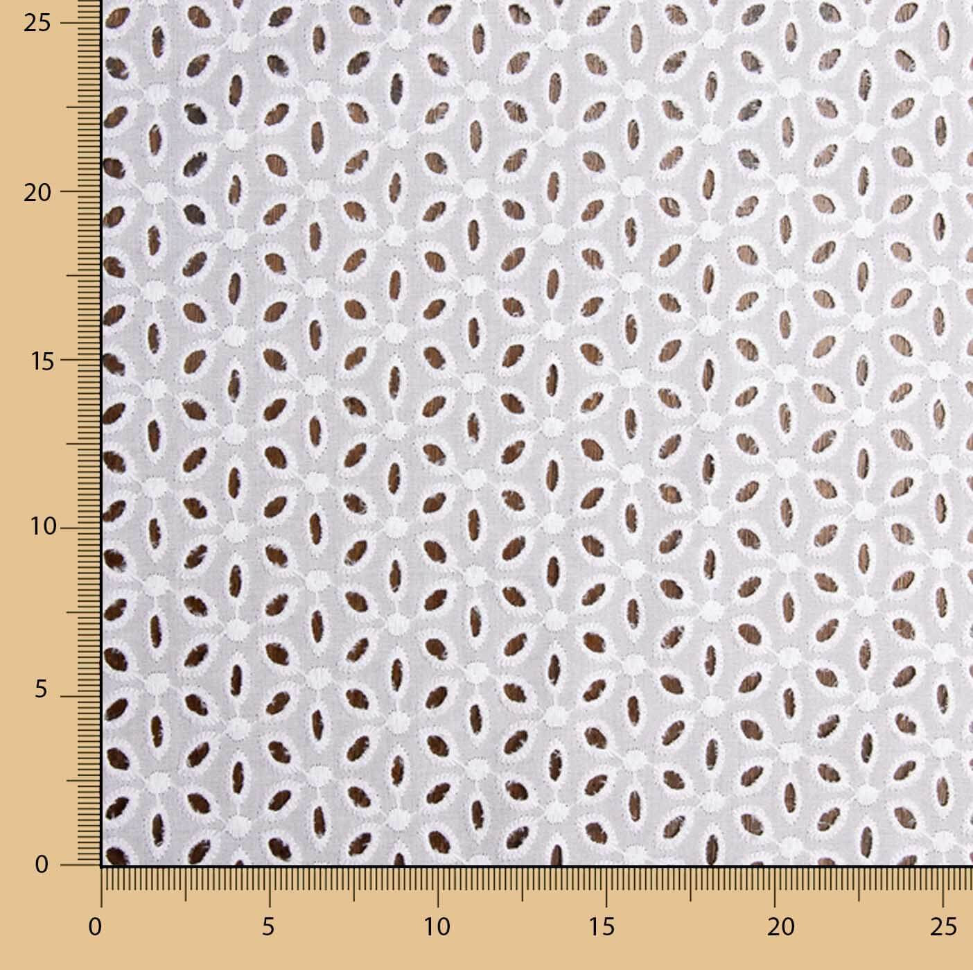 Swiss Embroidery White Petal Flower White Natural - Ribes y Casals
