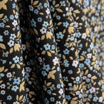 Perkal Baumwolle Floral bedruckte Baumwolle Schwarzer Hintergrund - Ribes y Casals