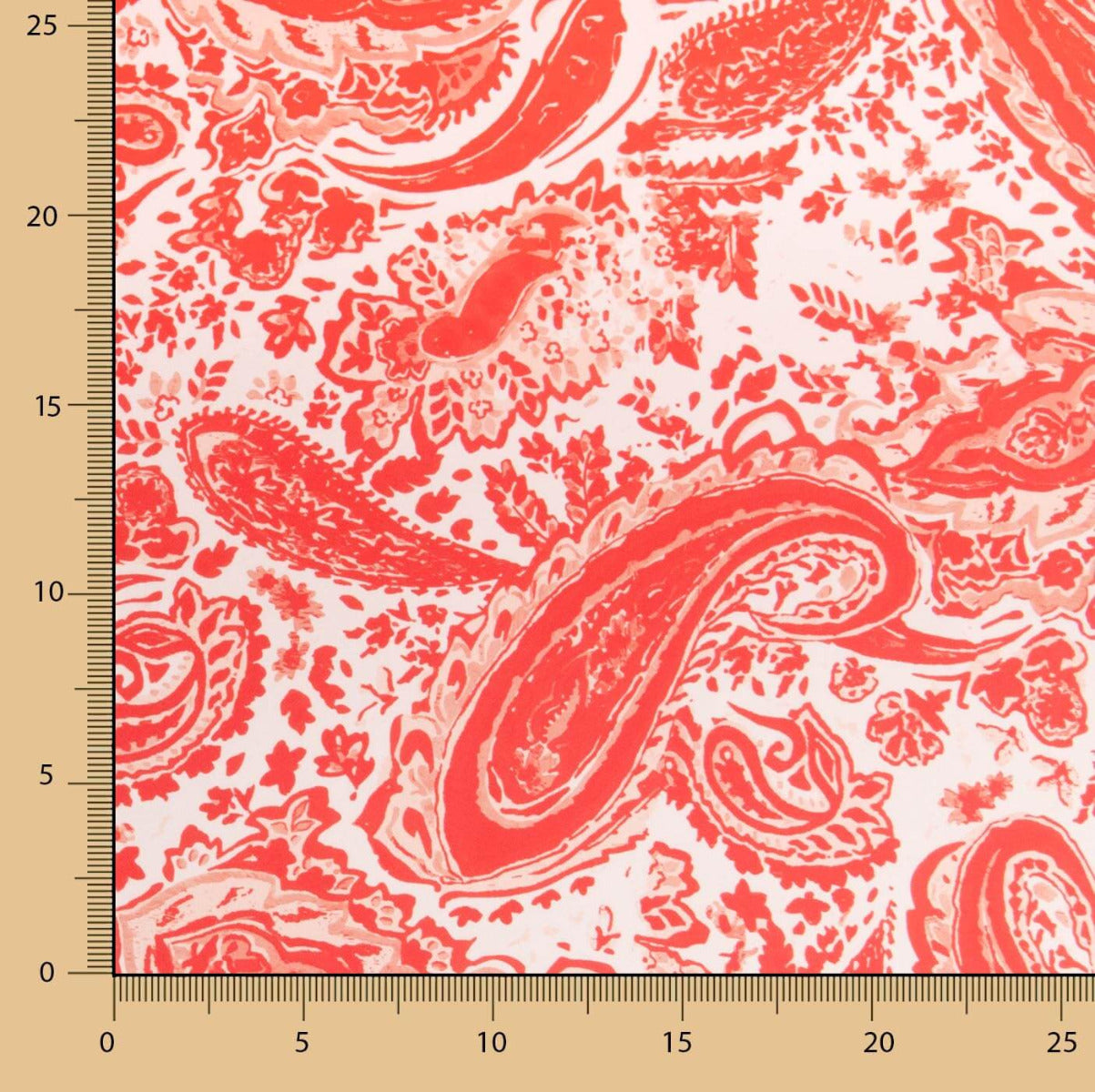 Satinstoff mit Coral Kashmir Print 120 x 140 cm. - Ribes y Casals