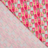 Crêpe Lightweight Retro Koralle und Grüner Druck - Ribes y Casals