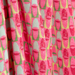 Crêpe Lightweight Retro Koralle und Grüner Druck - Ribes y Casals