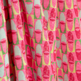 Crêpe Lightweight Retro Koralle und Grüner Druck - Ribes y Casals