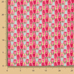 Crêpe Lightweight Retro Koralle und Grüner Druck - Ribes y Casals