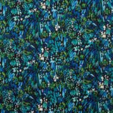 Leichter Crêpe mit abstraktem Aufdruck Blau Blau Nachtgrün - Ribes y Casals