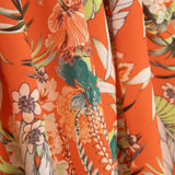 Reststück Leichter Crêpe mit tropischem Muster in intensivem Korallenrot – verschiedene Maße x Breite 150 cm - Ribes y Casals