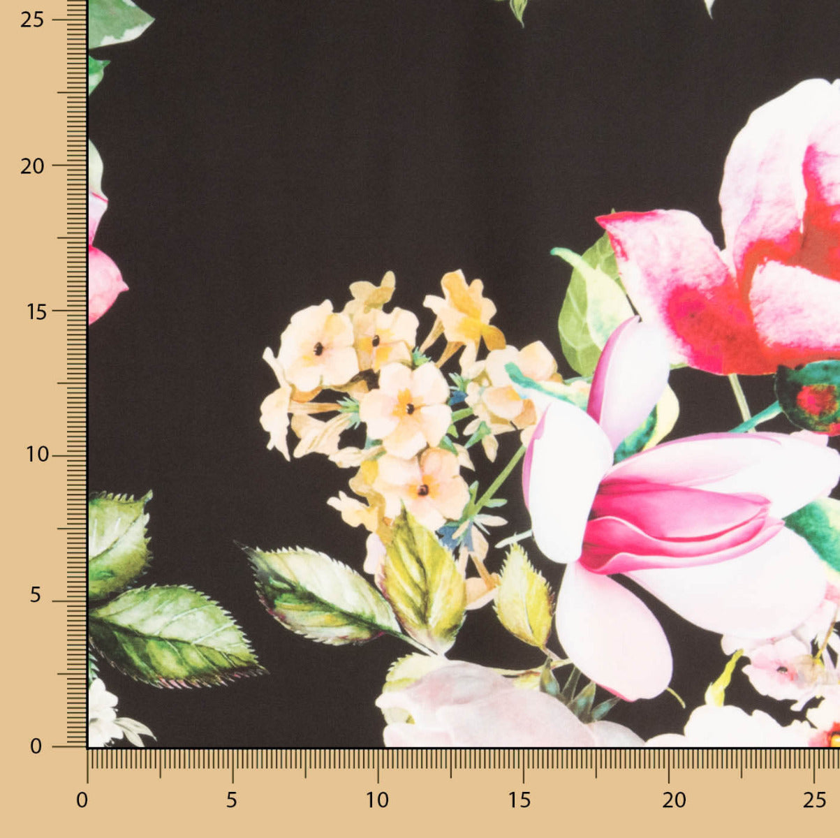 Schwarzer Cretonne Druck Satin - Ribes y Casals