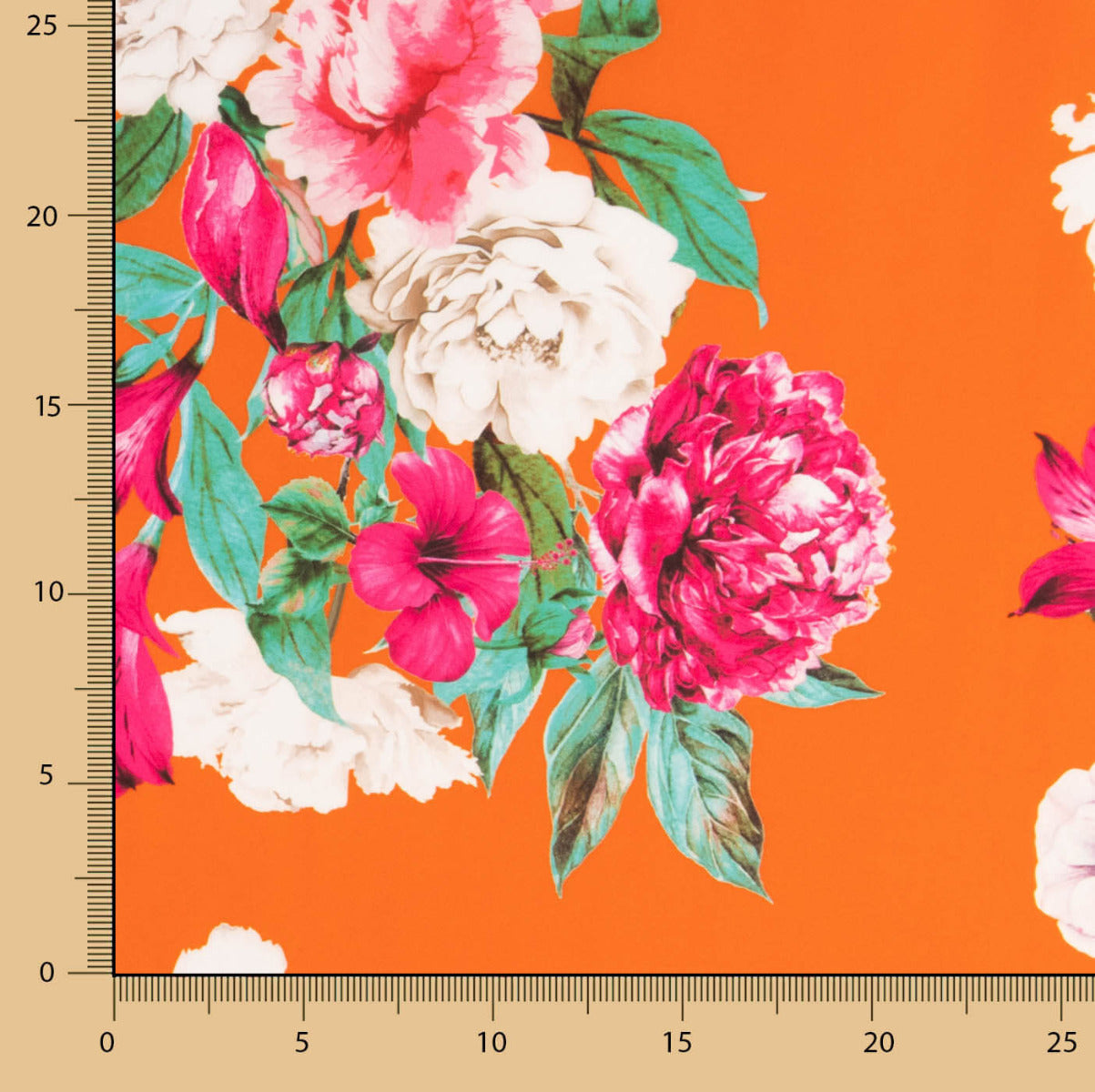 Orangefarbener Cretonne-Drucksatin - Ribes y Casals