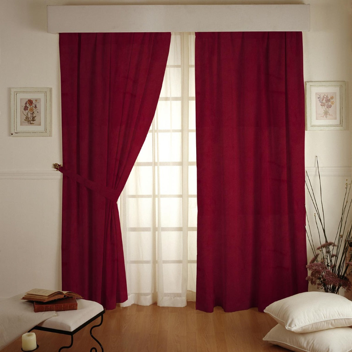 Flammenhemmender Samt 300cm Rubinrot - Ribes y Casals